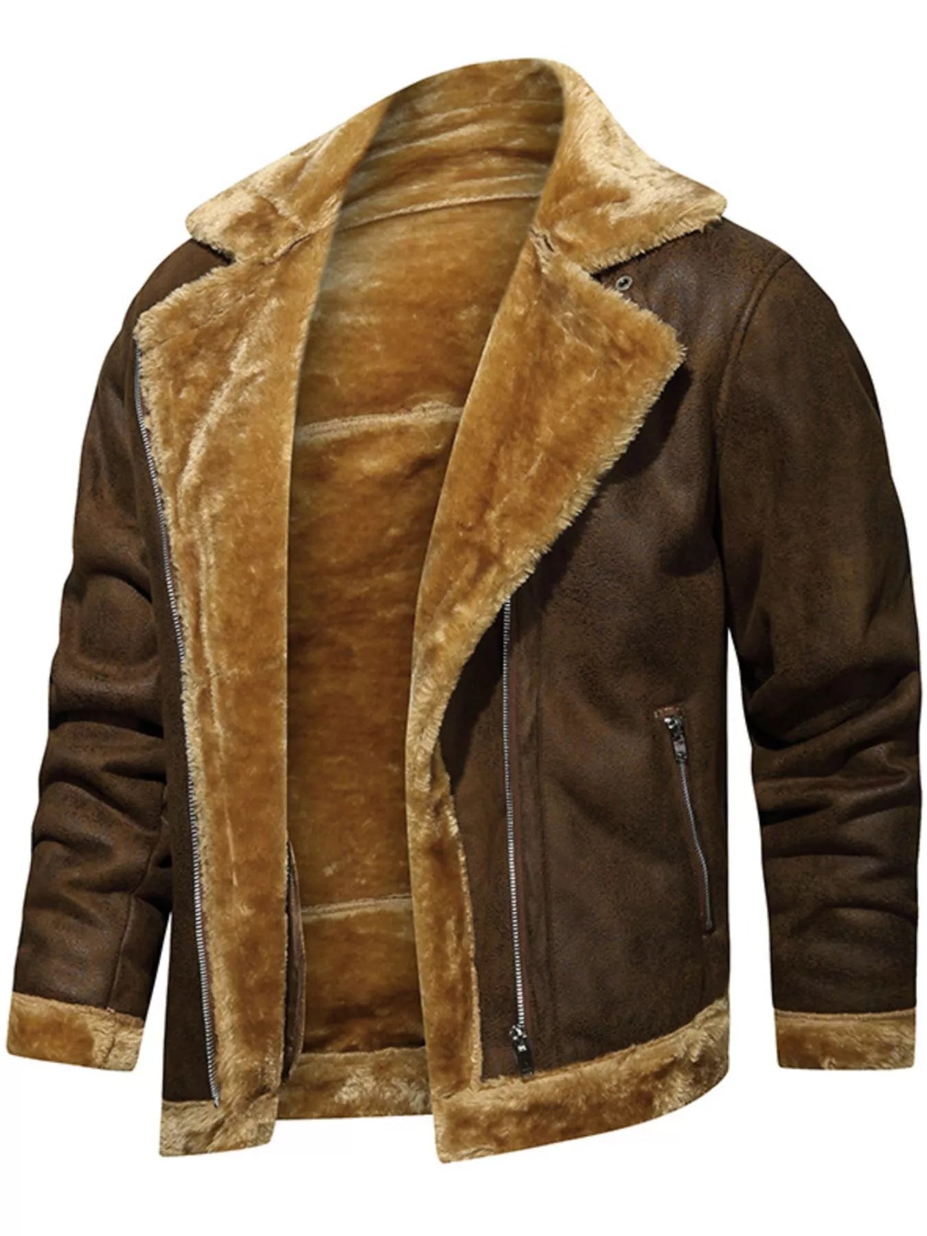 Men's Plus Size Zip Up Fuzzy Outerwear