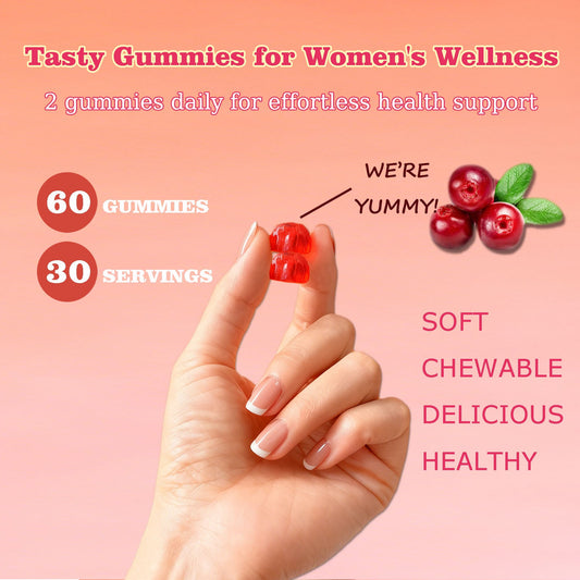 Cranberry Probiotic Gummies for Women pH Balance Body Odor Support Women’s Health Vegan 60 Gummies