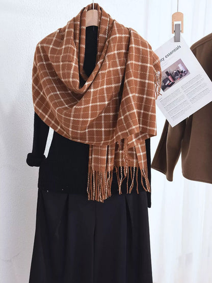Classic Plaid Fringe Scarf