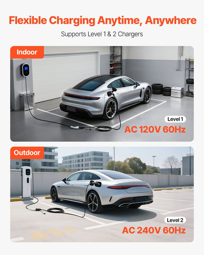 EV Charger Extension Cable, 32Amp 40 Ft J1772 Extension Cord Compatible With 120V-240V SAE J1772 Electric Vehicle Chargers, Level 1/Level 2 IP66 Heavy Duty Car Charging Cable With Carrying Bag
