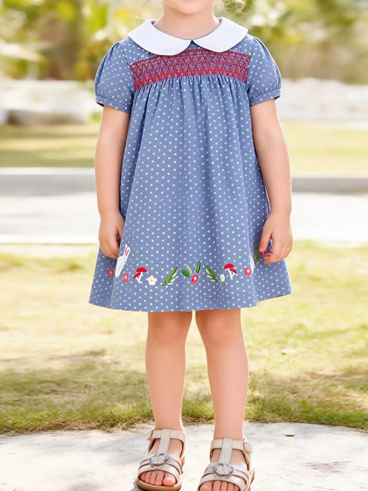 Children's Polka Dot Embroidered Dress