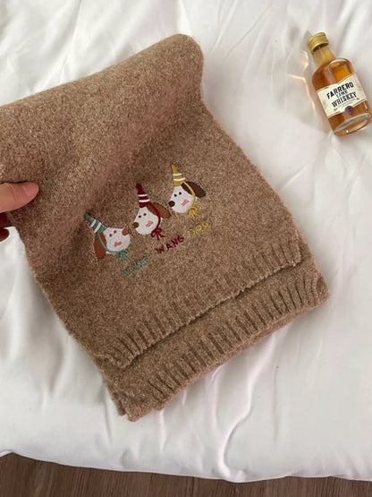 Embroidered Dog Plush Scarf