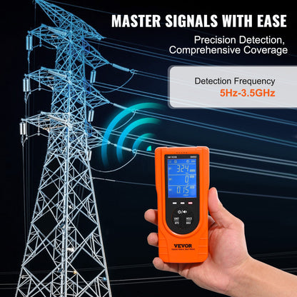 VEVOR  EMF Meter, 5Hz  3.5GHz, Handheld Rechargeable Electromagnetic Field Radiation Detector, Digital LCD EMF Tester For EF MF RF Home Inspections Outdoor Ghost Hunting Paranormal Equipment