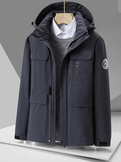 Men's Plus Size Hooded Zip Up Winter Jacket