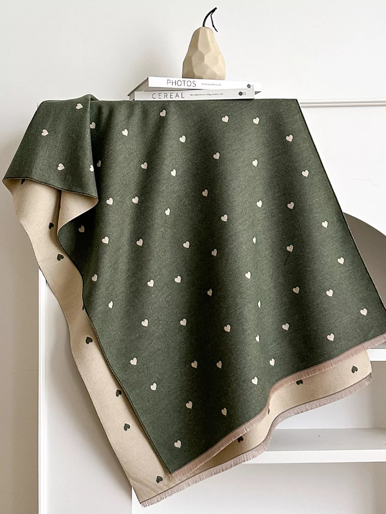 Heart Raw Hem Scarf