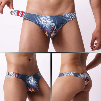 Mens Moisture-Wicking Low-Rise Underwear With Cartoon Print