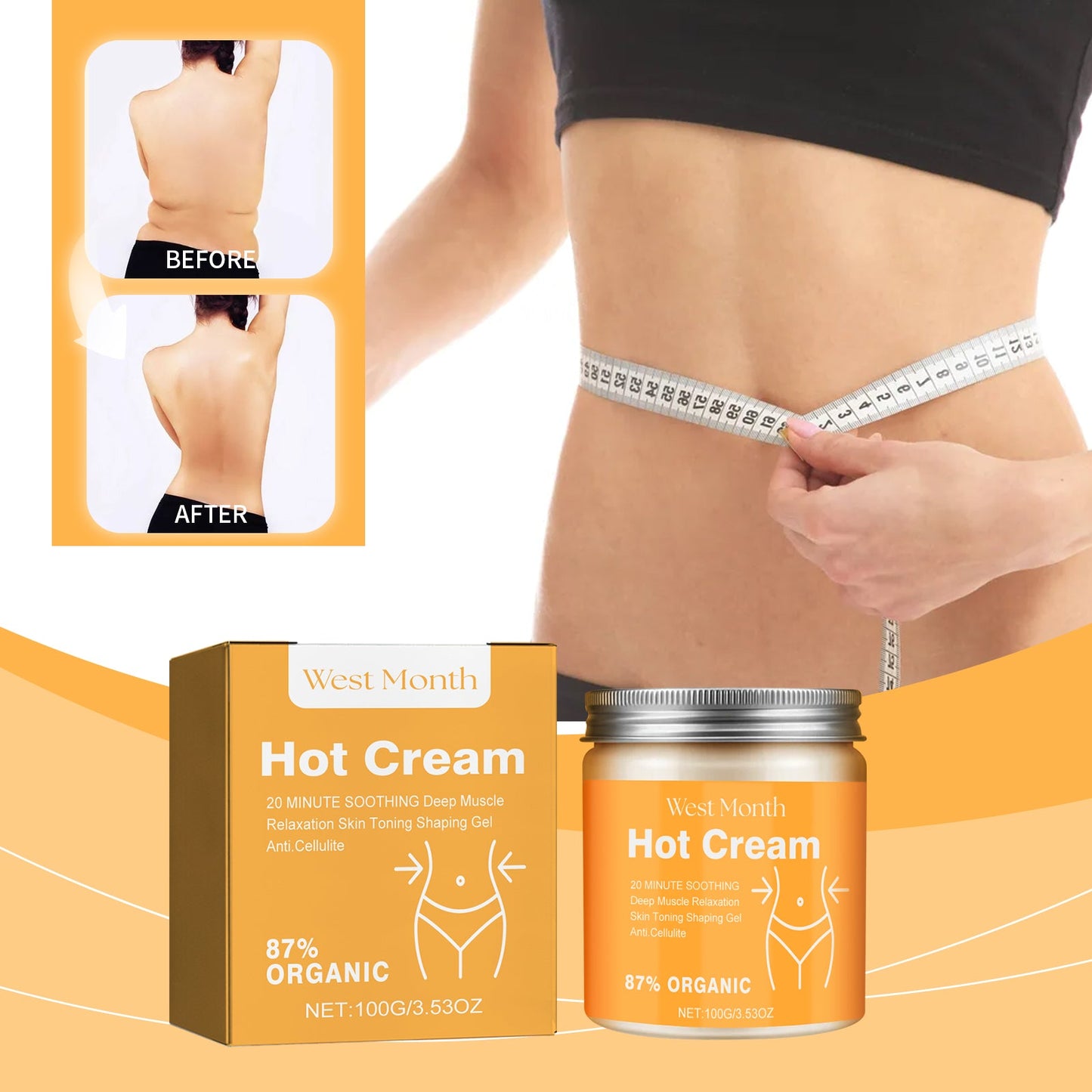 West&Month Body Care Cream, Massage Skin Legs Arms Waist Body Firming Cream