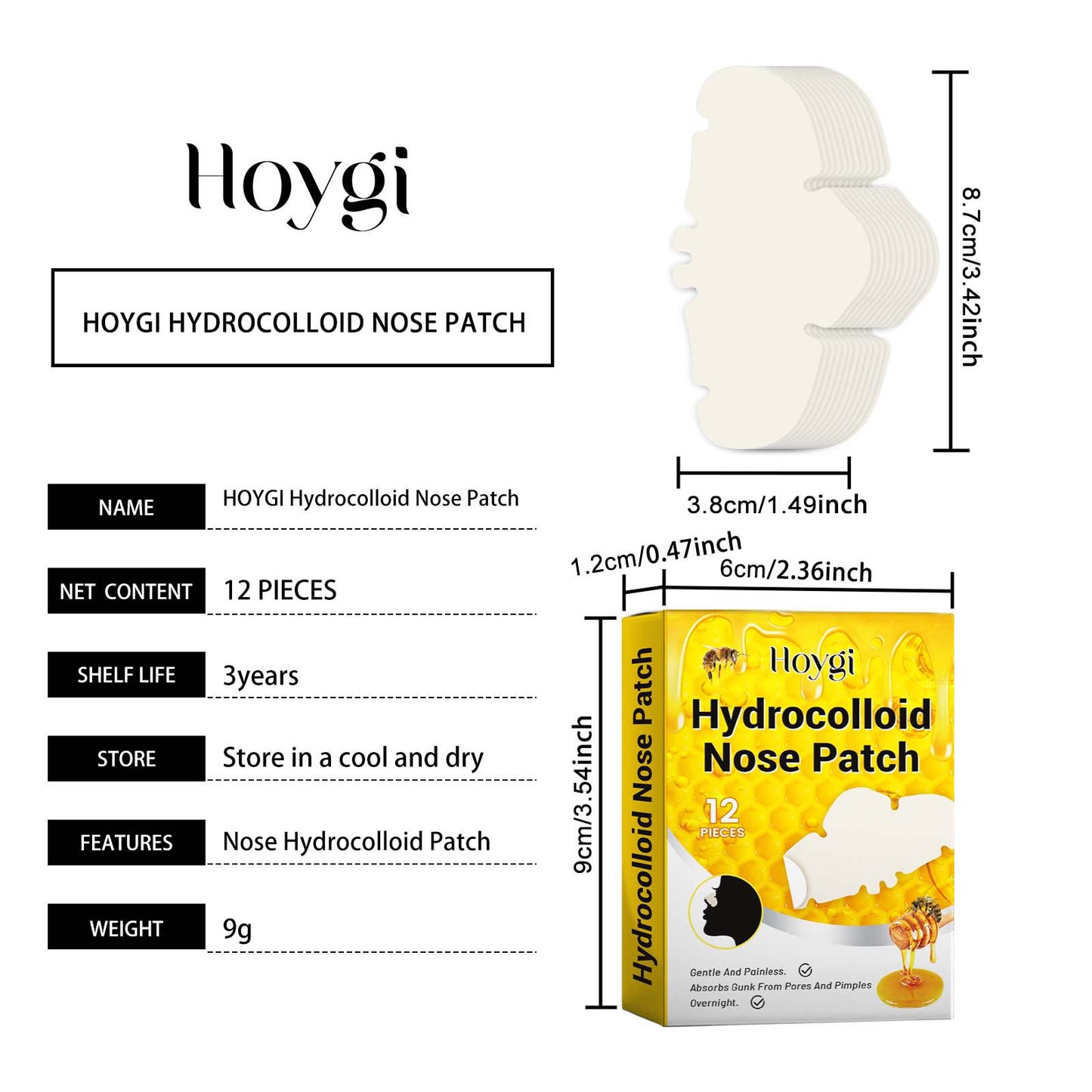 Hoygi Hydrocolloid Nose Patch, Hydrocolloid Invisible Concealer To Remove Blackheads And Acne Facial Pore Cleaning Nose Patch
