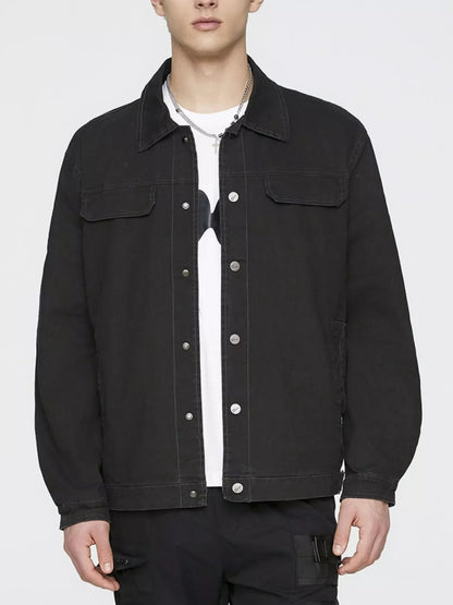 Men's Plus Size Button Up Long Sleeve Jacket