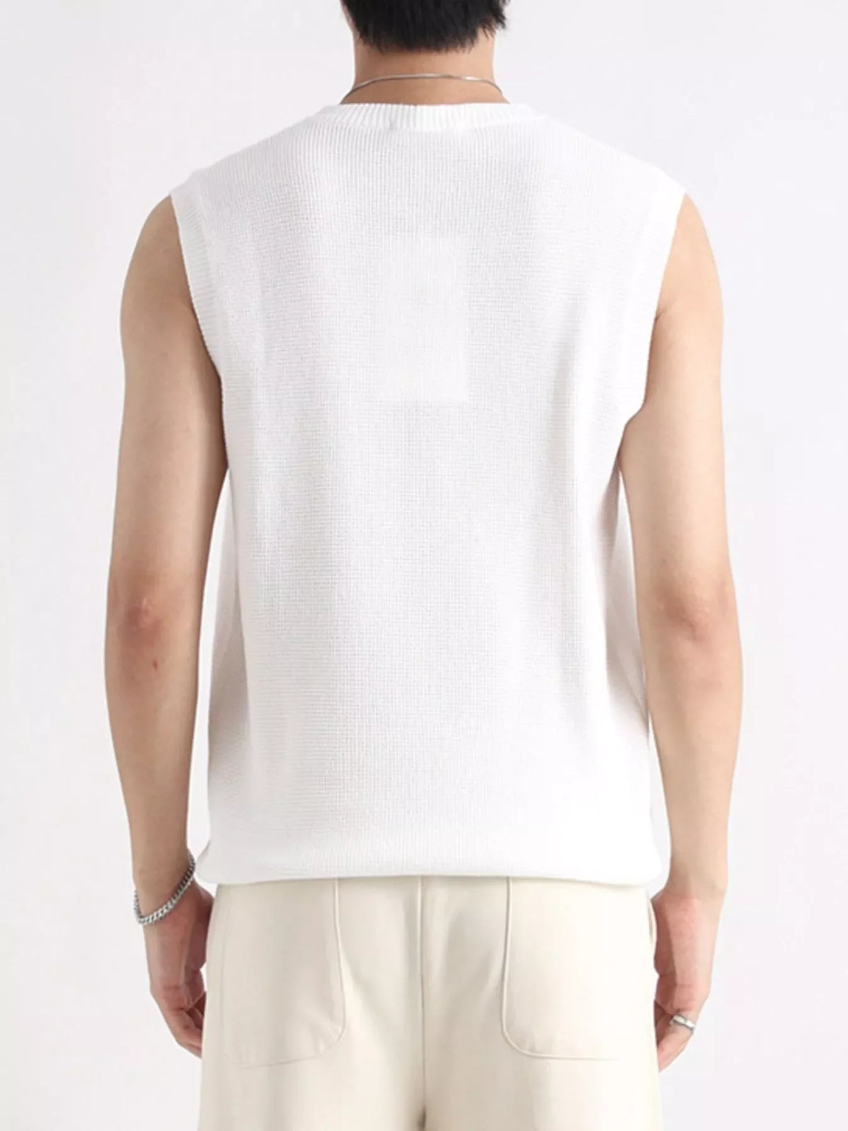 Men's Plus Size Knitted Zip-Up Tank