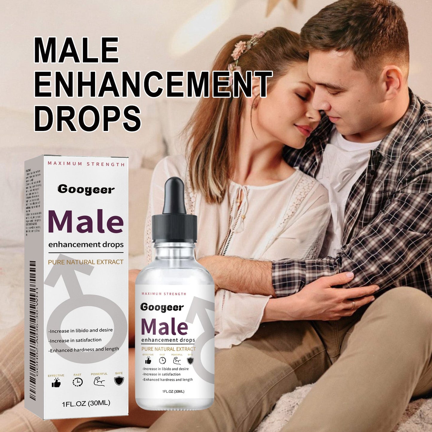 Natural Male Enhancement Drops, Maca Epimedium Eucommia Extract Liquid, Boost Libido Stamina & Relieve Stress, 30ml