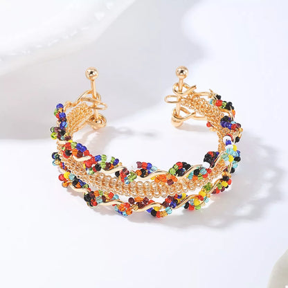 18K Gold-Plated Three Layered Open Bracelet