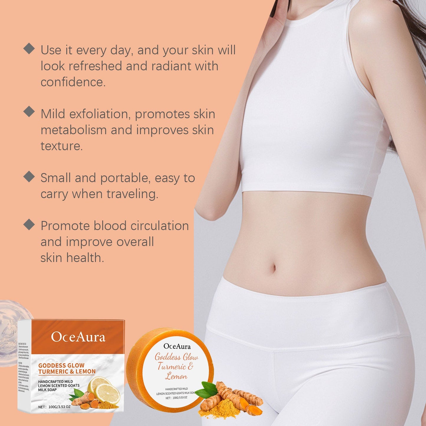 OceAura Turmeric Lemon Bath Soap Gently Cleans And Moisturizes Skin And Brightening Body Bath Soap
