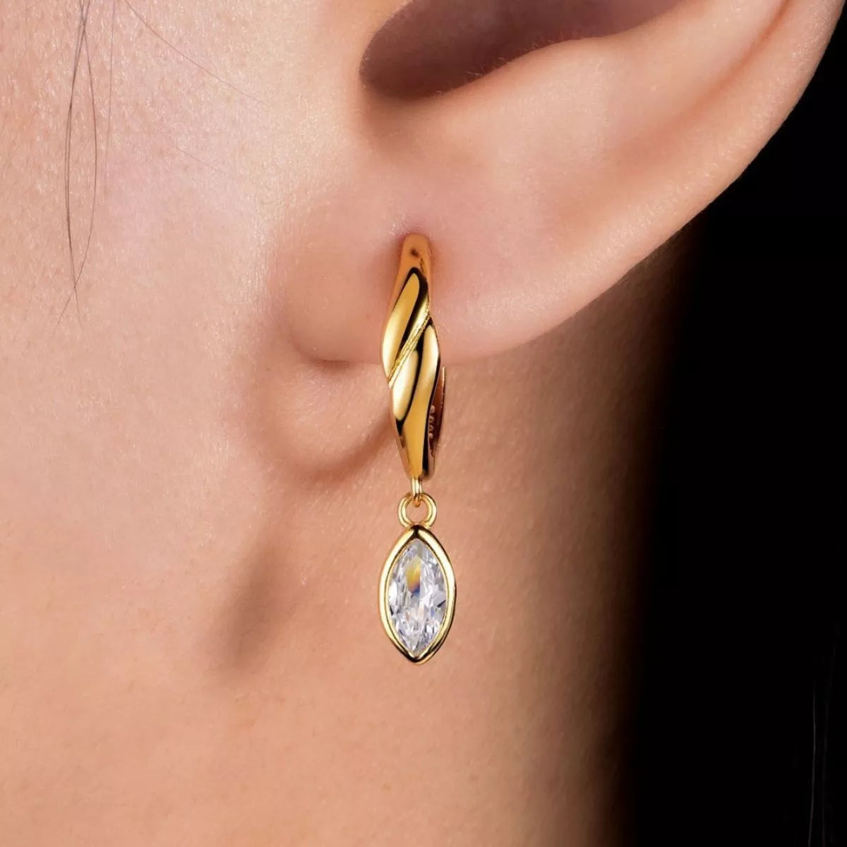 925 Sterling Silver Moissanite Hoop Drop Earrings