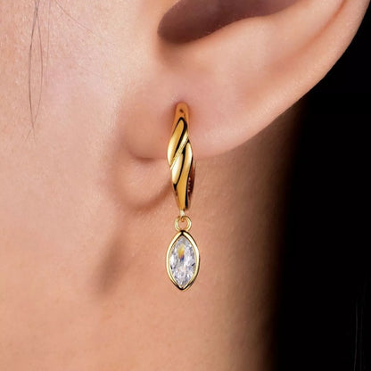 925 Sterling Silver Moissanite Hoop Drop Earrings