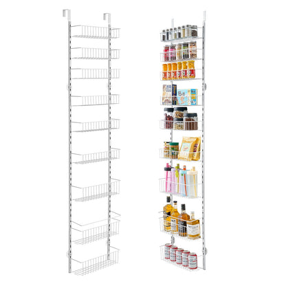 9-Tier Over The Door Pantry Organizer Hanging Storage Rack Adjustable Kitchen