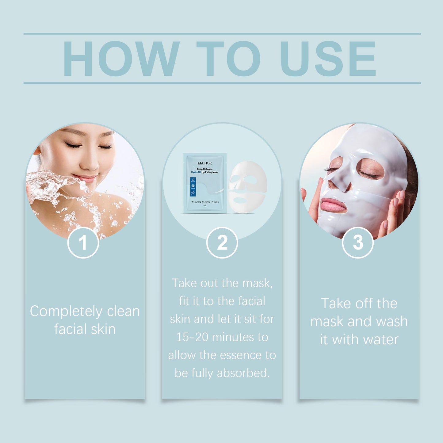 EELHOE Collagen B5 Moisturizing Mask (Bag) Three-In-One Mask For Hydrating, Moisturizing, Nourishing And Protecting Facial Skin