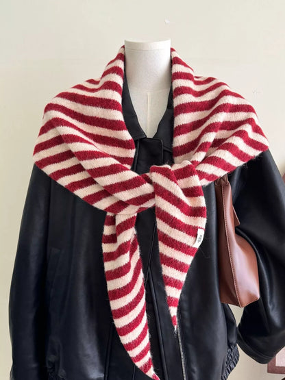 Striped Knitted Winter Scarf