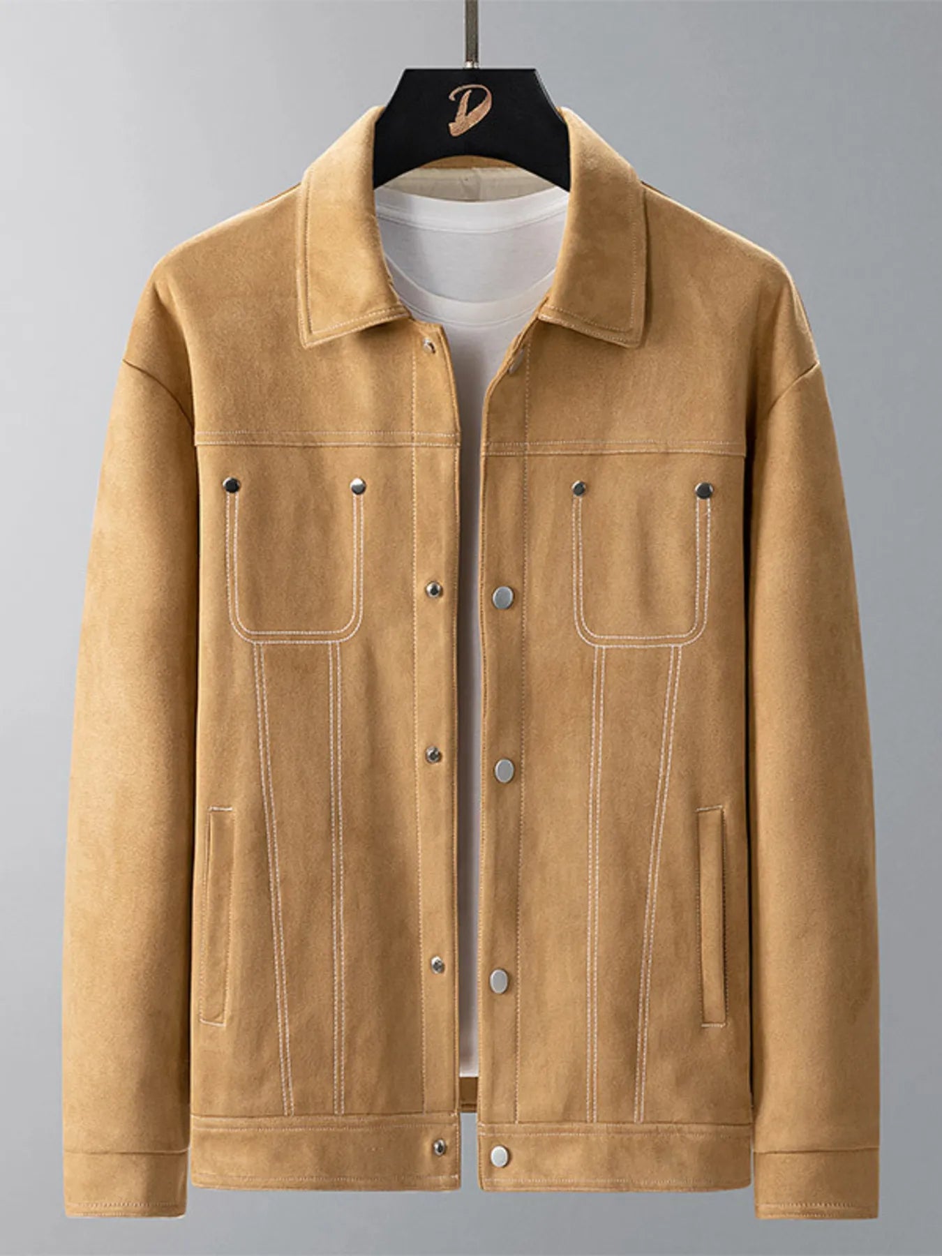 Men's Plus Size Snap Down Long Sleeve Jacket