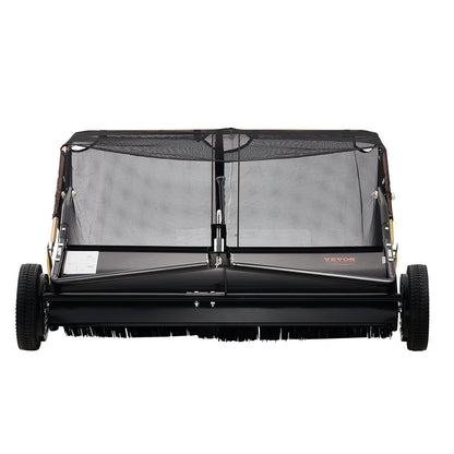 VEVOR Tow-Behind Lawn Sweeper 42-inch Leaf Yard Collector 12 Cu.ft. Adjustable