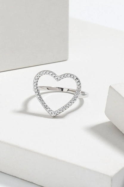 925 Sterling Silver Inlaid Zircon Heart Ring