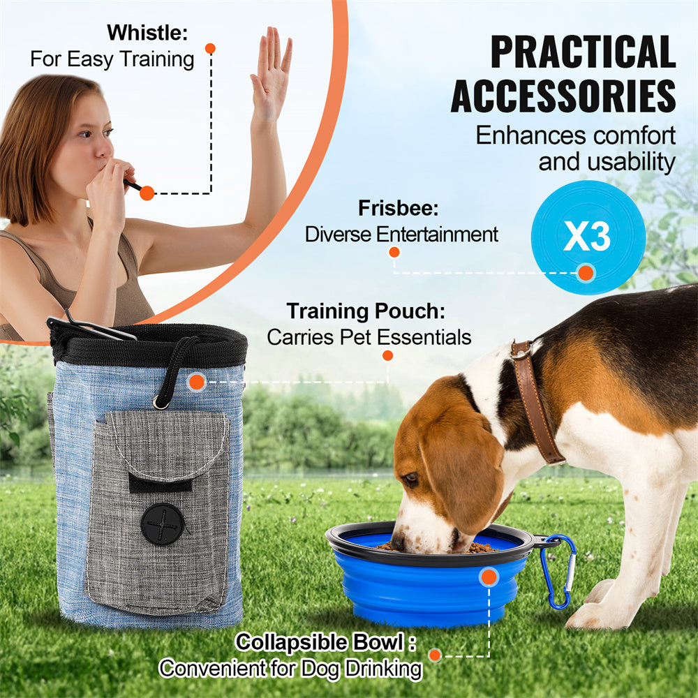 VEVOR Dog Agility Training Equipment 7 PCS Set Upgrade W  Hurdles 2 Tunnels Ring