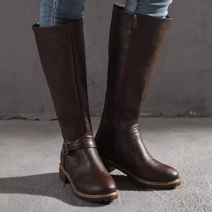 Round Toe Block Heels Boots