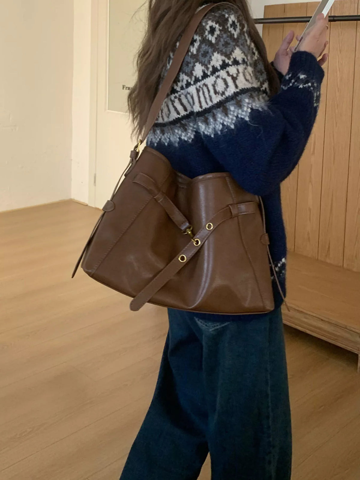 Buckle Decor Tote Bag