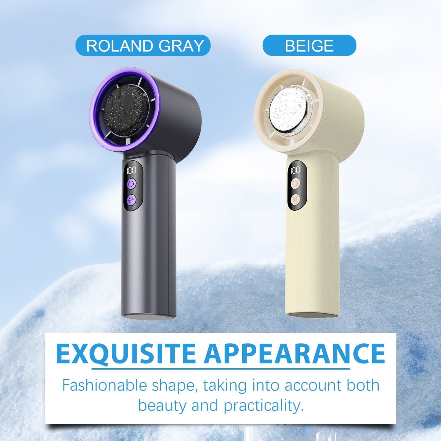 Ice Pack Handheld Fan Lotus White