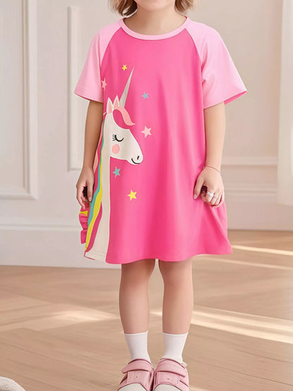 Children's Unicorn Graphic Short Sleeve Dress