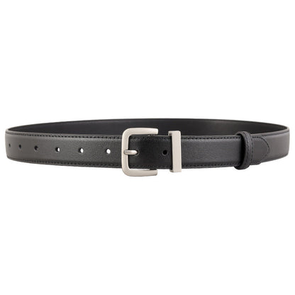 Classic Leather Belt with Silver Buckle