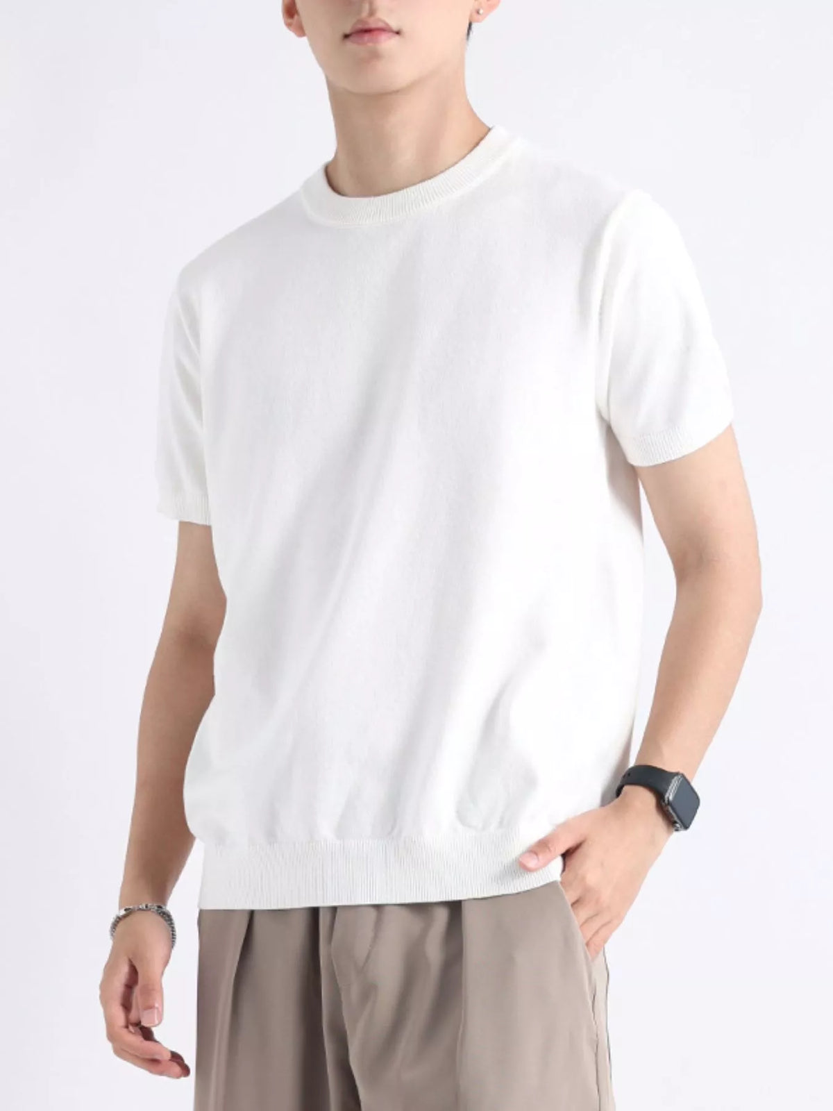 Men's Plus Size Casual Knitted Short Sleeve T-Shirt