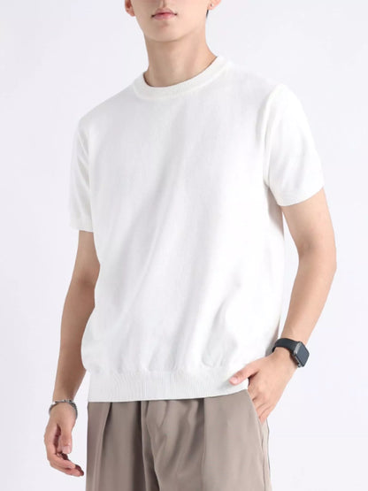 Men's Plus Size Casual Knitted Short Sleeve T-Shirt