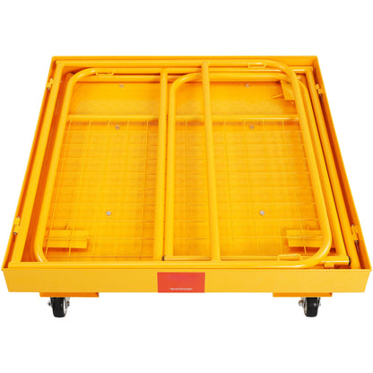 VEVOR Forklift Safety Cage, 1200 Lbs Load Capacity, 36 X 36 Inches Folding Forklift Work Platform With Lockable Swivel Wheels, Drain Hole & Device Chain, Holds 1 To 2 Adults, Perfect For Aerial Work