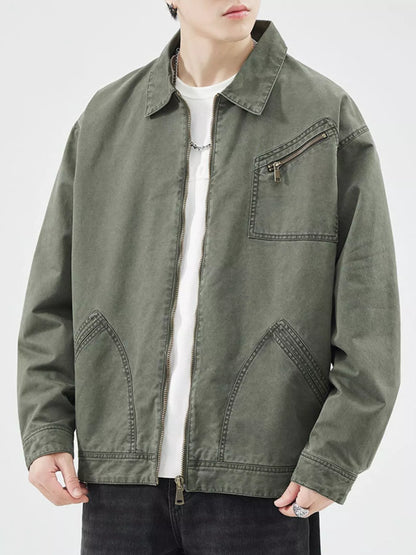 Men's Plus Size Zip Up Long Sleeve Jacket