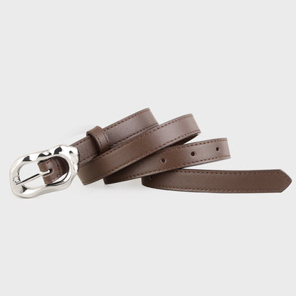Leather Belt with Silver Buckle