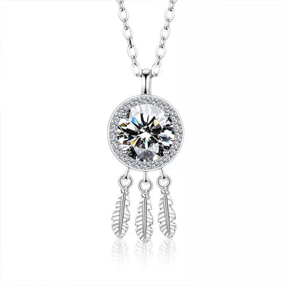 1 Carat Moissanite 925 Sterling Silver Dreamcatcher Pendant Necklace
