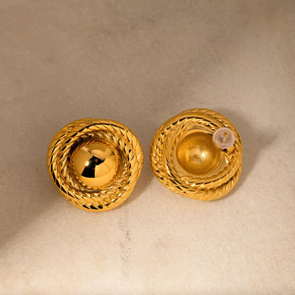 Twisted Rope Circle Stud Earrings
