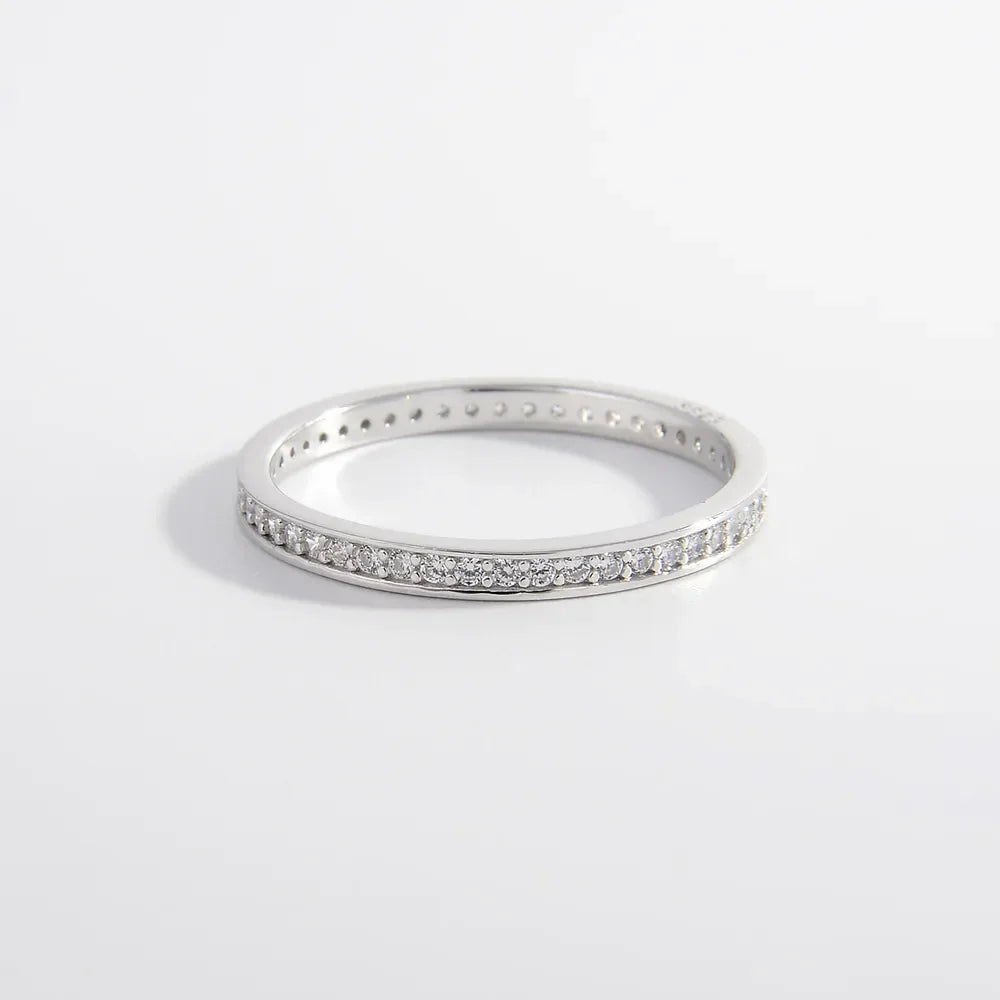 925 Sterling Silver Inlaid Zircon Ring