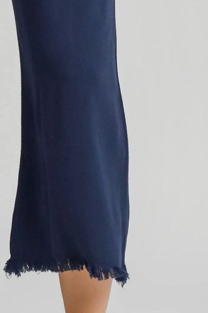 Umgee Full Size Linen Blend Elastic Waistband Wide Leg Pants Plus Size