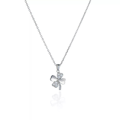 925 Sterling Silver Zircon Clover Pendant Necklace