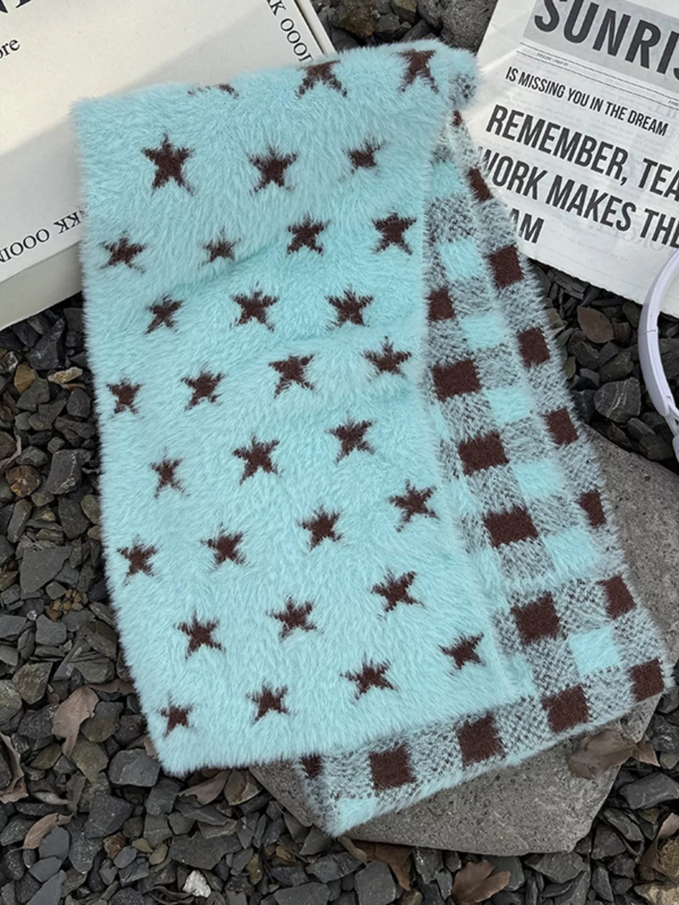 Star Plaid Plush Scarf