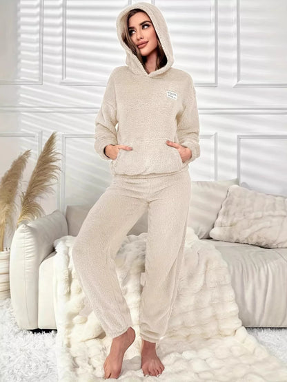 Kangaroo Pocket Long Sleeve Hoodie and Pants Lounge Set