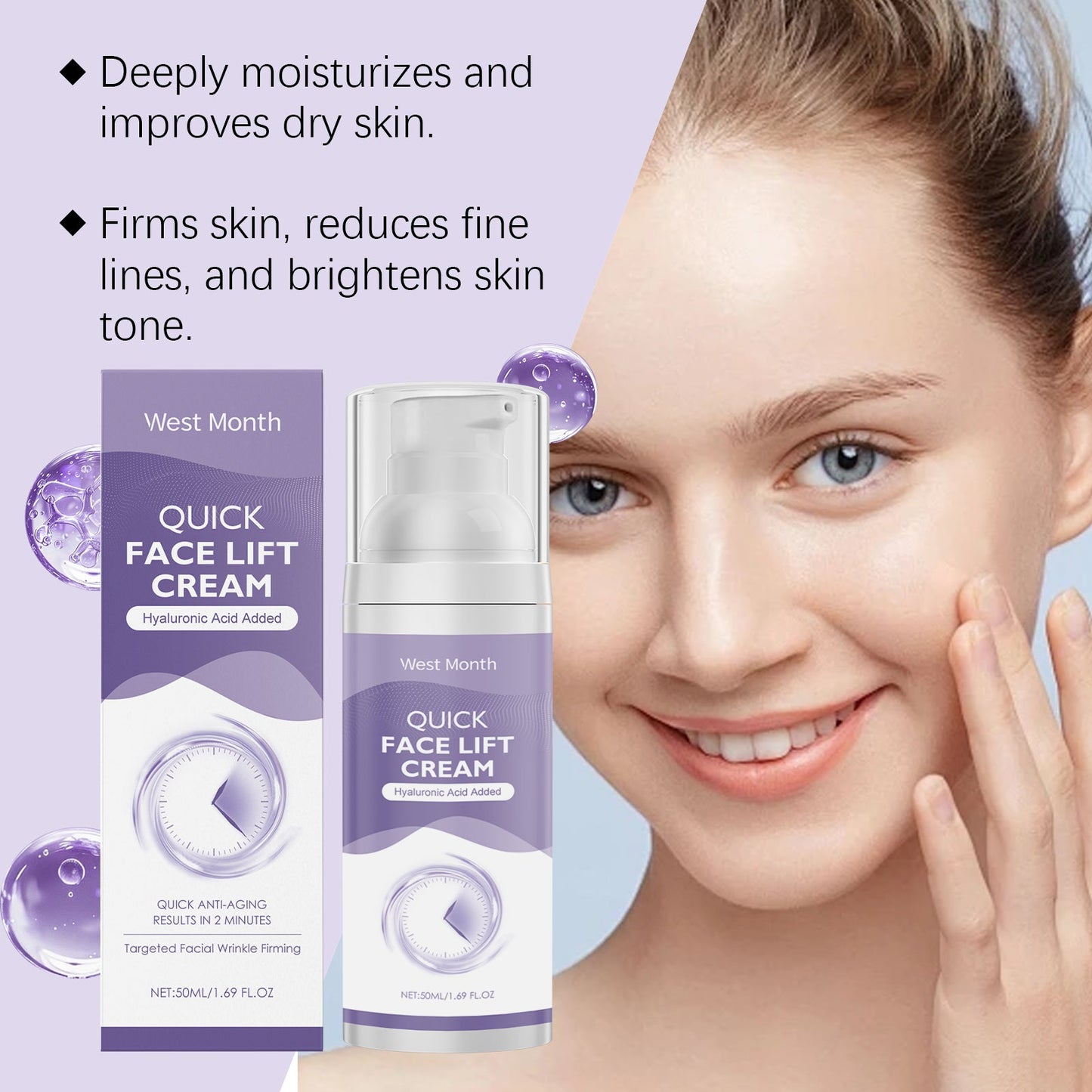 West&Month Hydrating Face Cream Hyaluronic Acid Facial Skin Moisturizing And Hydrating With Massage Skin Cream