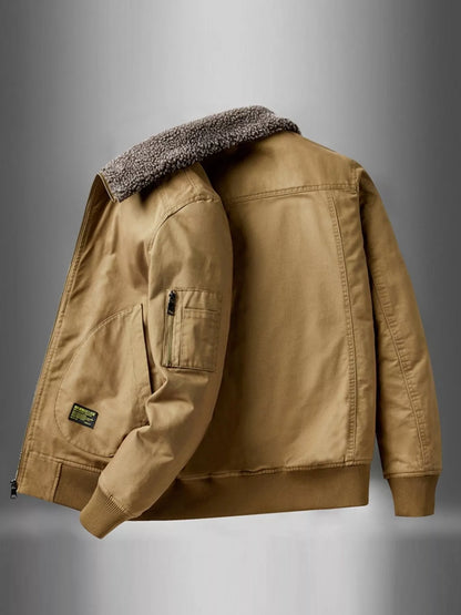 Men's Plus Size Zip Up Fur Collar Jacket