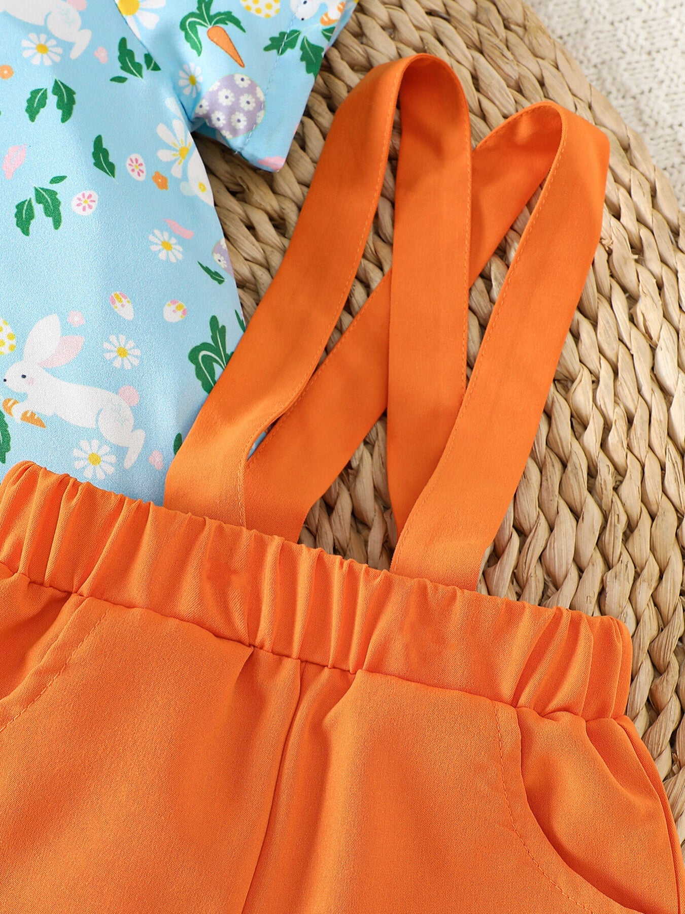 Children's Bunny Print Bodysuit & Suspender Shorts Set