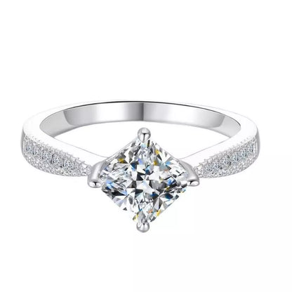 1 Carat 925 Sterling Silver Moissanite Geometric Ring