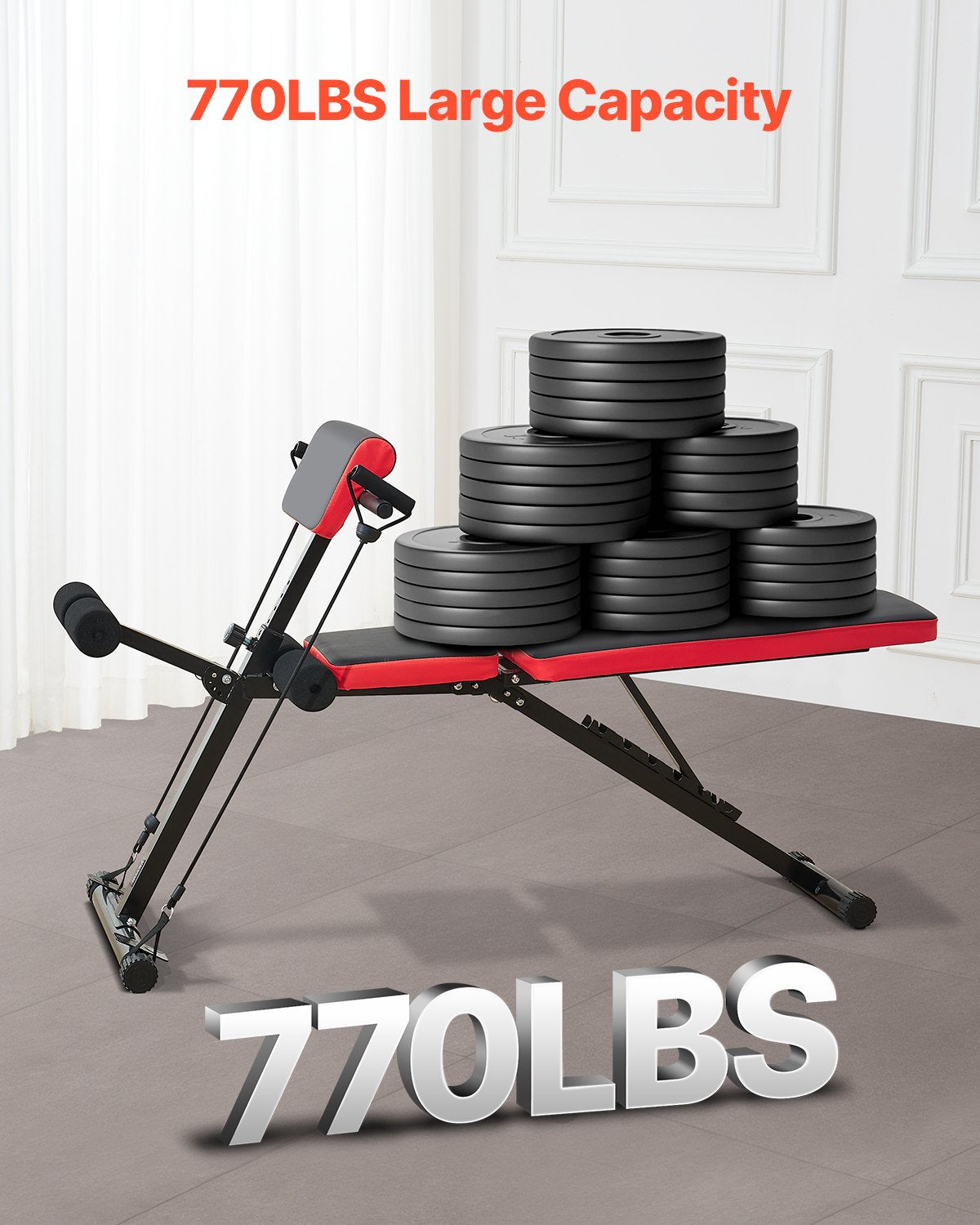 Multi-Functional Weight Bench For Full Body Workout, Roman Chair Hyperextension Bench, 770 Lbs Adjustable & Foldable Equipment For Back Arm Core Ab Workout, Sit Up Exercise Machine For Home Gym