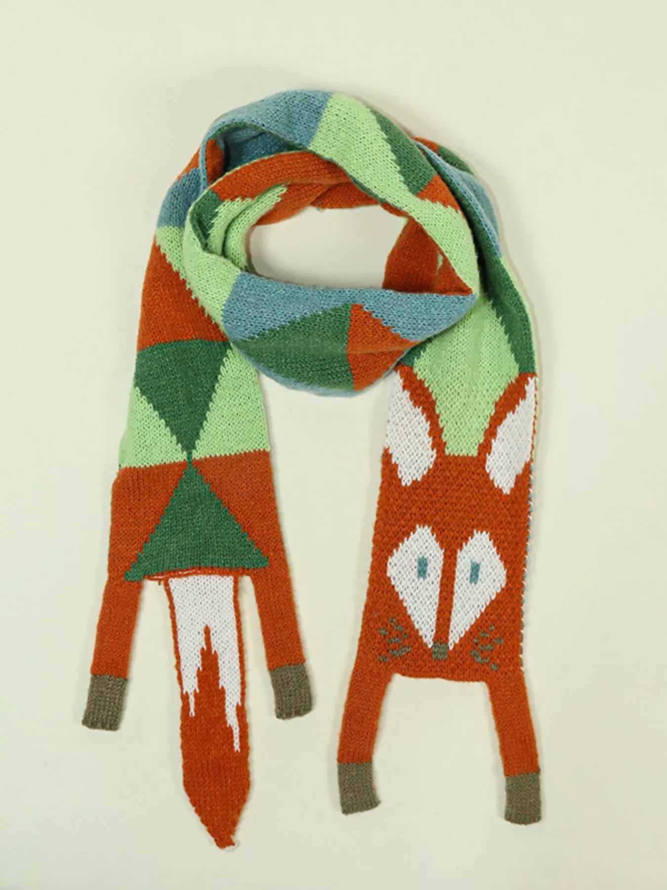 Knitted Fox Pattern Scarf