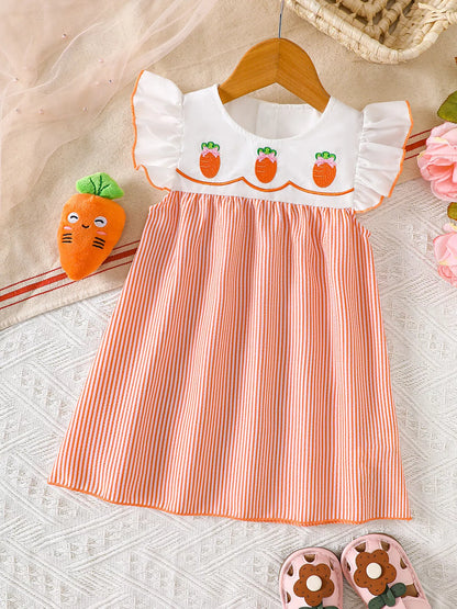 Children's Embroidered Striped Dress